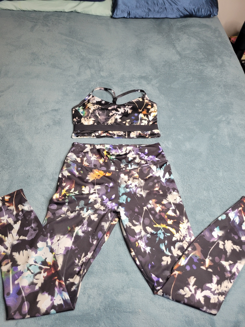 Nike Womens One Floral Watercolor Sports Bra & Tights Set Both In Large